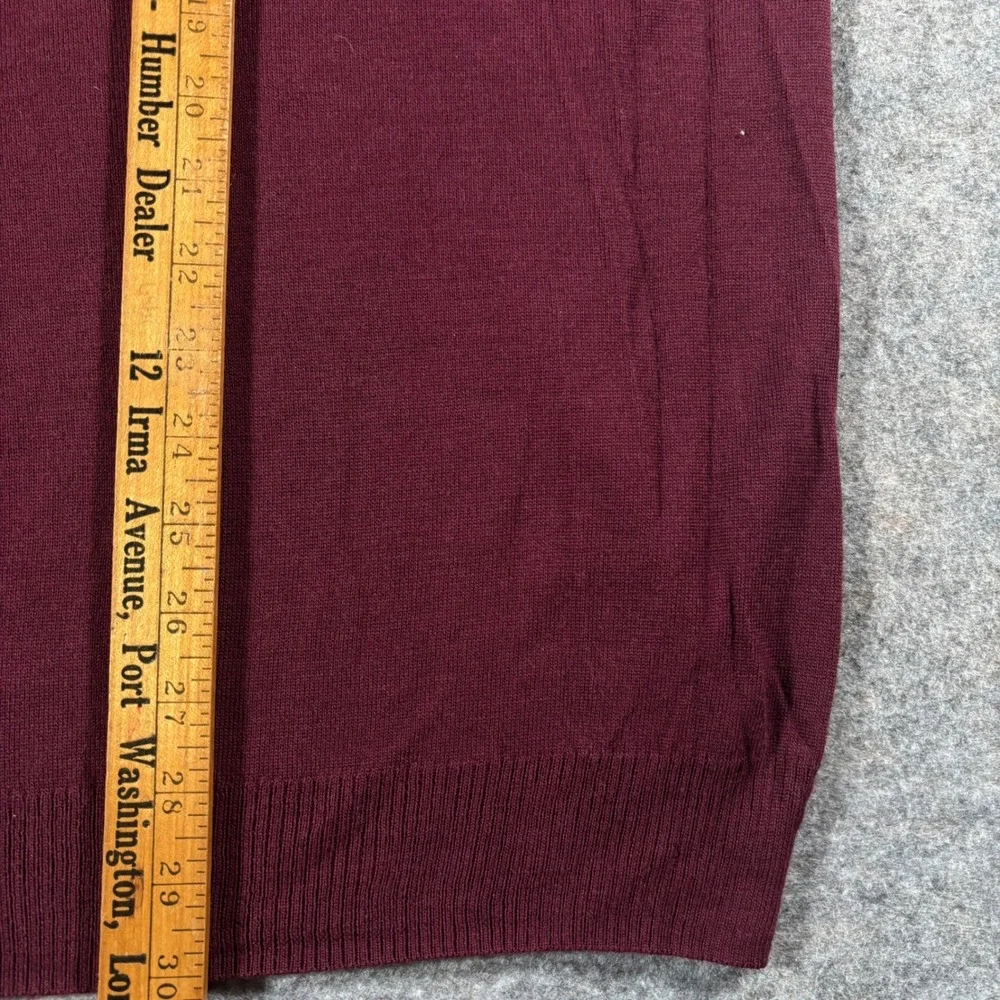 Alfani Mens XL V Neck Merino Wool‎ Blend Sweater Burgundy Red Minimalist NWT
